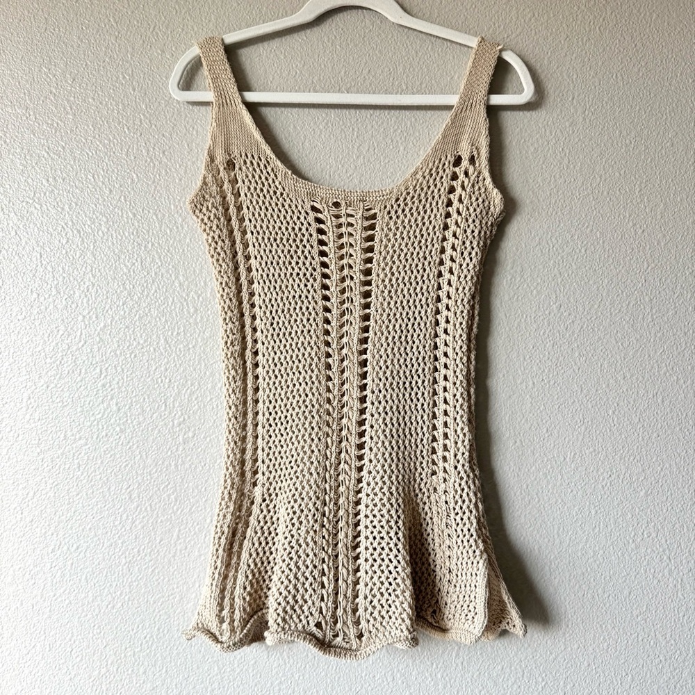 Open Crochet Knit Tank Top